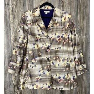 Coldwater Creek Women's Watercolor Floral‎ Coat Jacket Size 2XL Artistic Mature